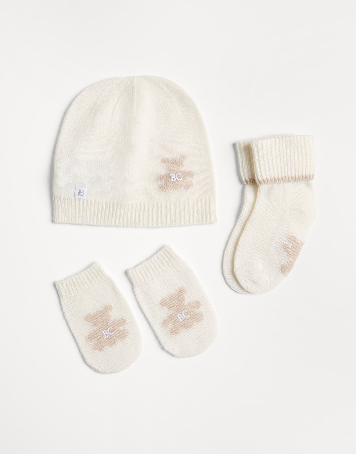 Baby Bernie beanie and socks set Panama Baby - Brunello Cucinelli
