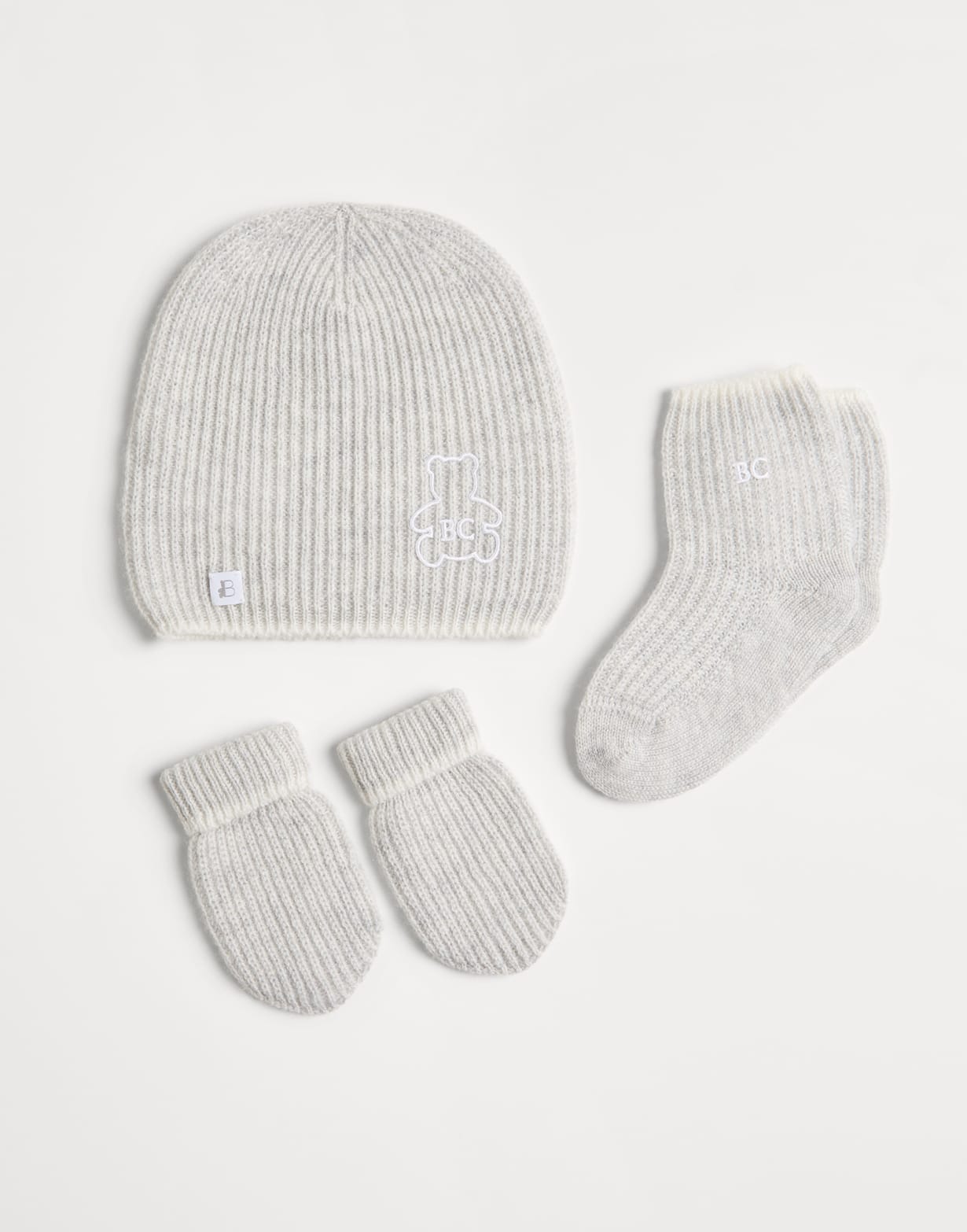 Baby Bernie beanie, gloves and socks set Fog Baby - Brunello Cucinelli