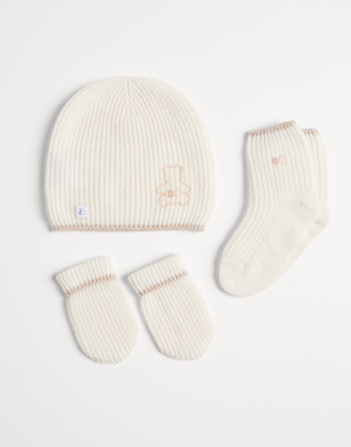 Baby Bernie beanie, gloves and socks set Panama Baby - Brunello Cucinelli