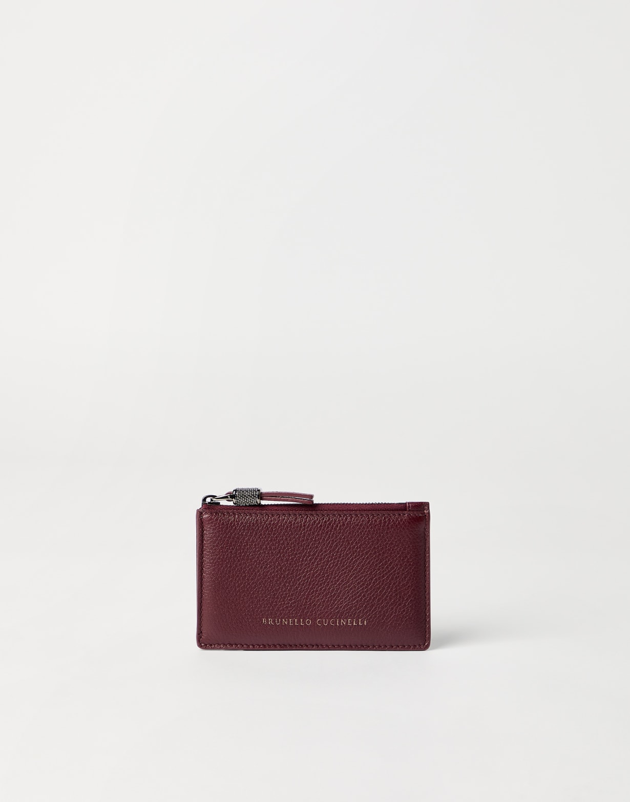 Leather card case with monili Amaranth Woman - Brunello Cucinelli