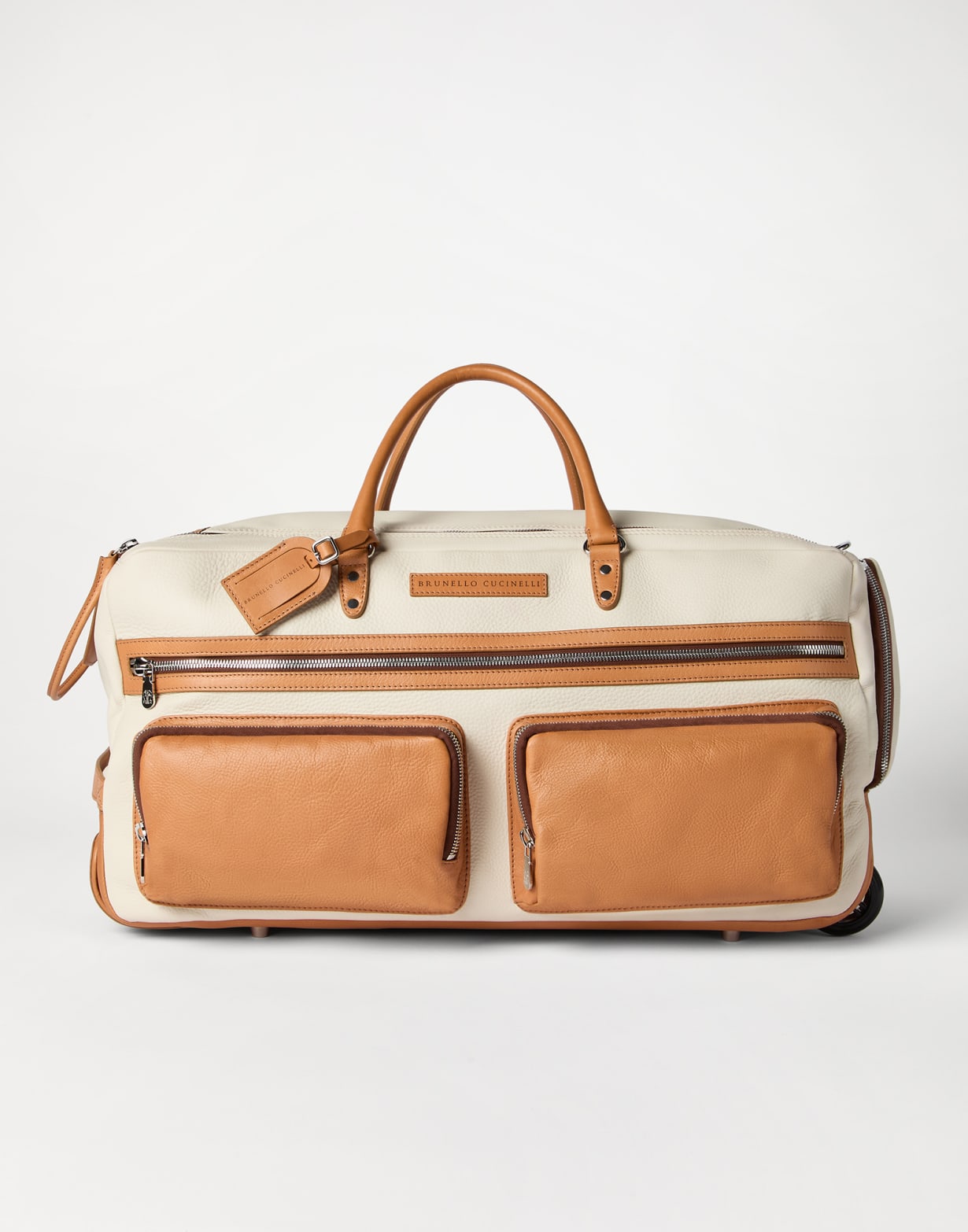 Grained calfskin trolley bag Ivory Man - Brunello Cucinelli