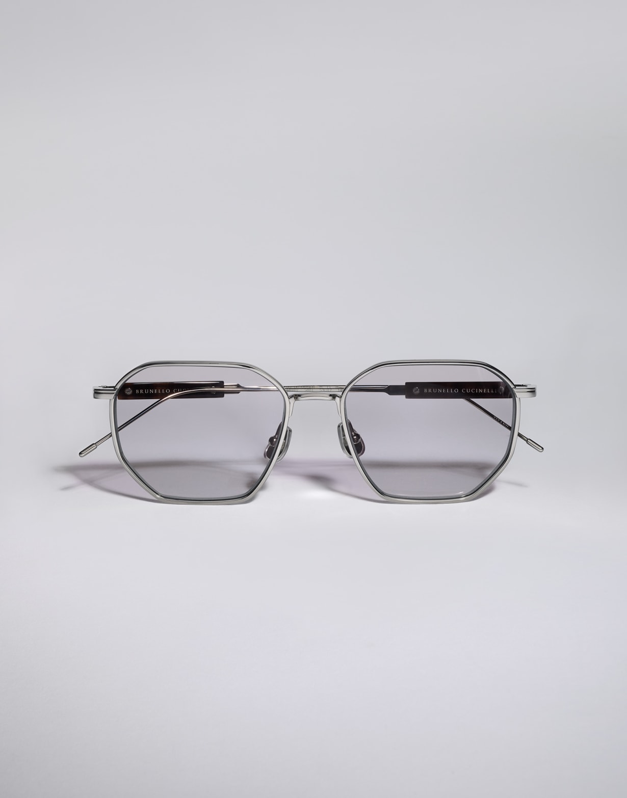 Lunettes géométriques en titane et corne Argent Lunettes - Brunello Cucinelli