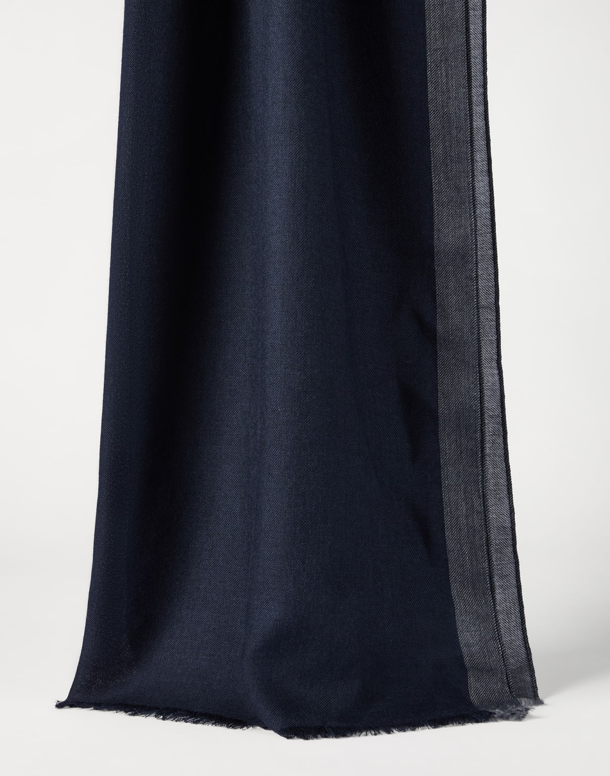 Écharpe en cachemire et soie à rayure Bleu Marine Homme - Brunello Cucinelli