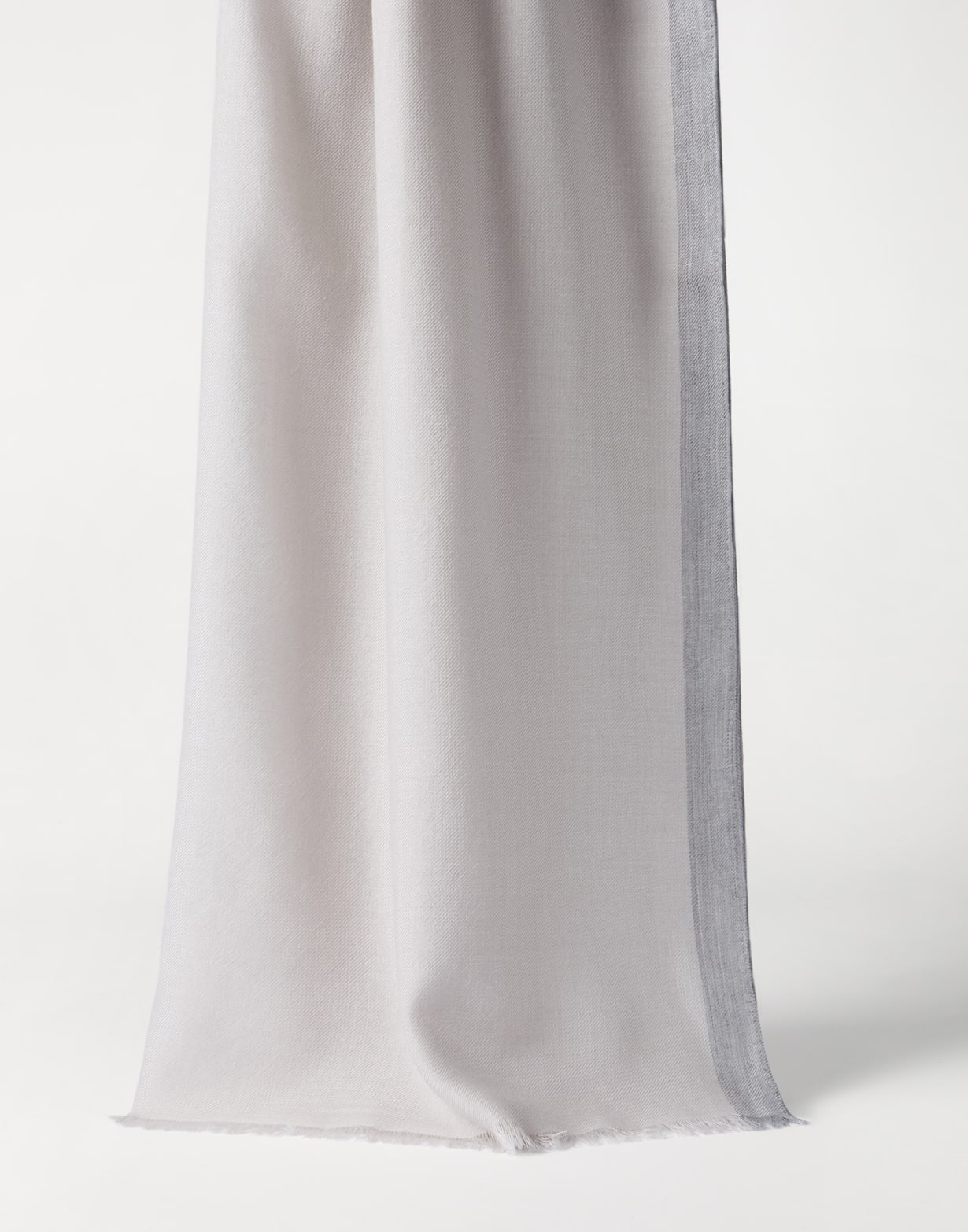 Cashmere and silk scarf with stripe Light Grey Man - Brunello Cucinelli