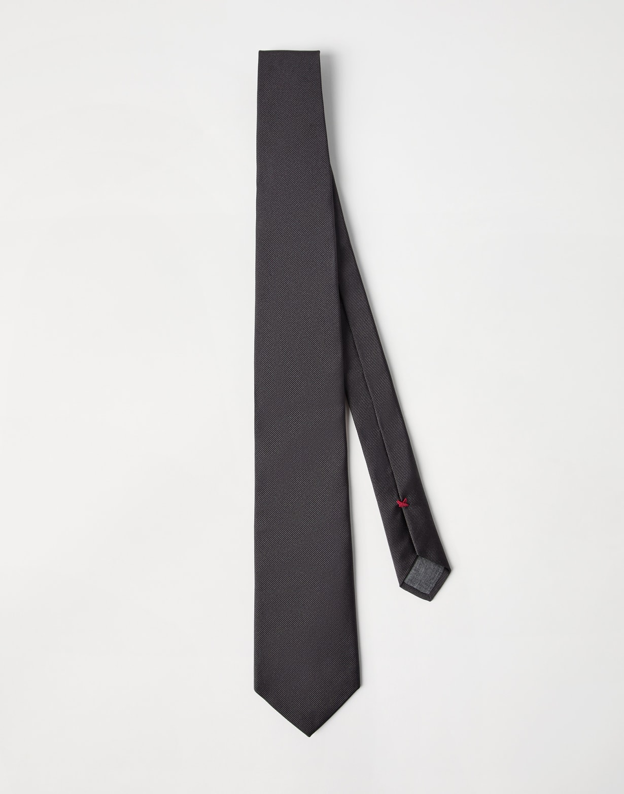 斜纹真丝领带 钢灰色 男款 - Brunello Cucinelli