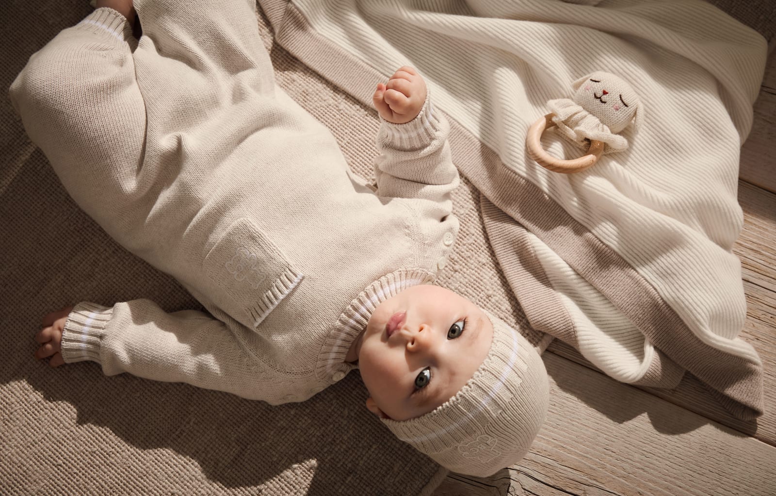 伯尼小熊幼童圆帽和袜子套装 燕麦色 幼童 - Brunello Cucinelli