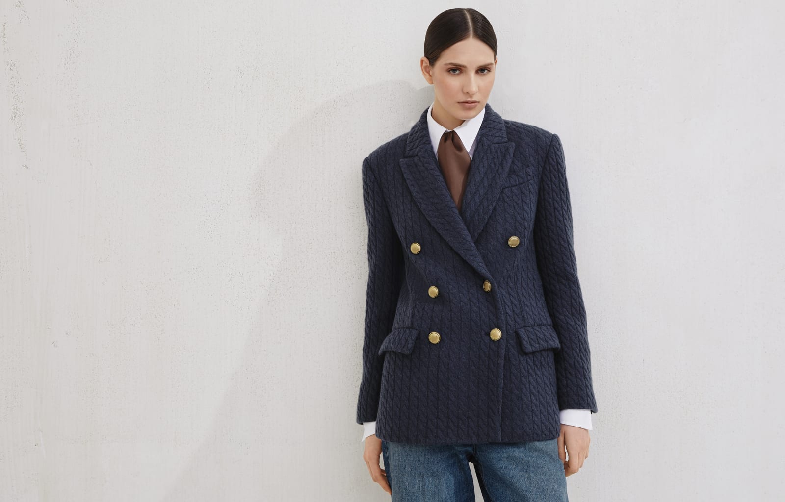 Veste en maille de cachemire à torsades Bleu Femme - Brunello Cucinelli