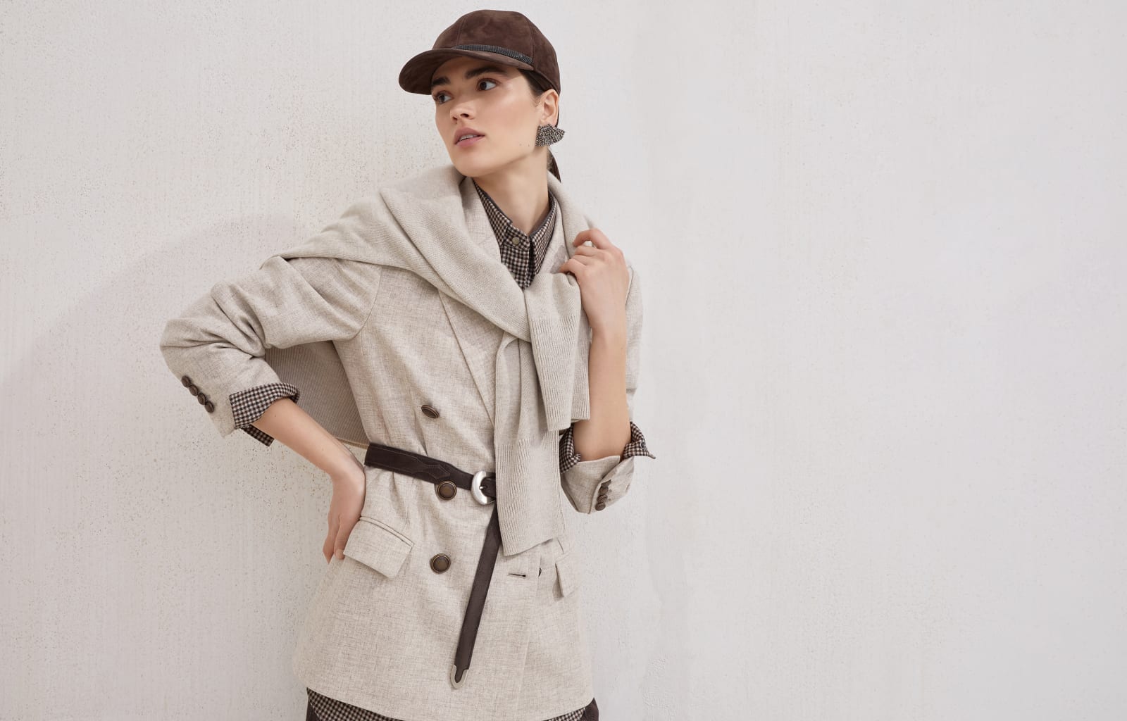 Twill flannel blazer Beige Woman - Brunello Cucinelli