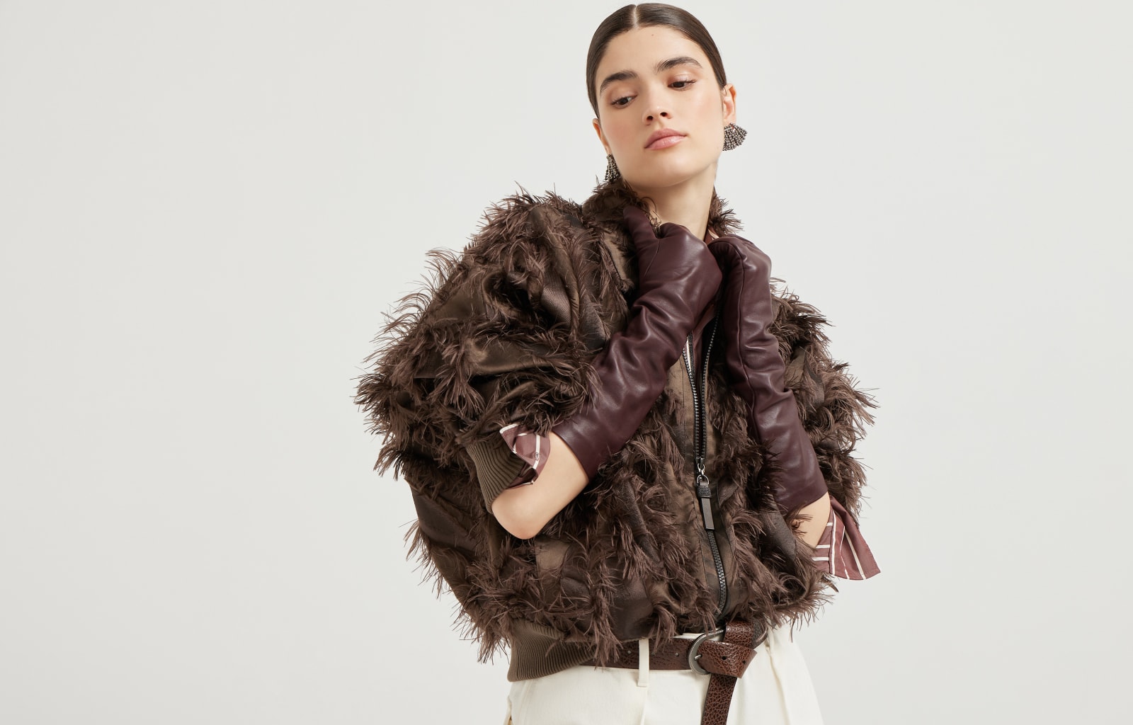 Dracaena fil coupé bomber jacket Brown Woman - Brunello Cucinelli