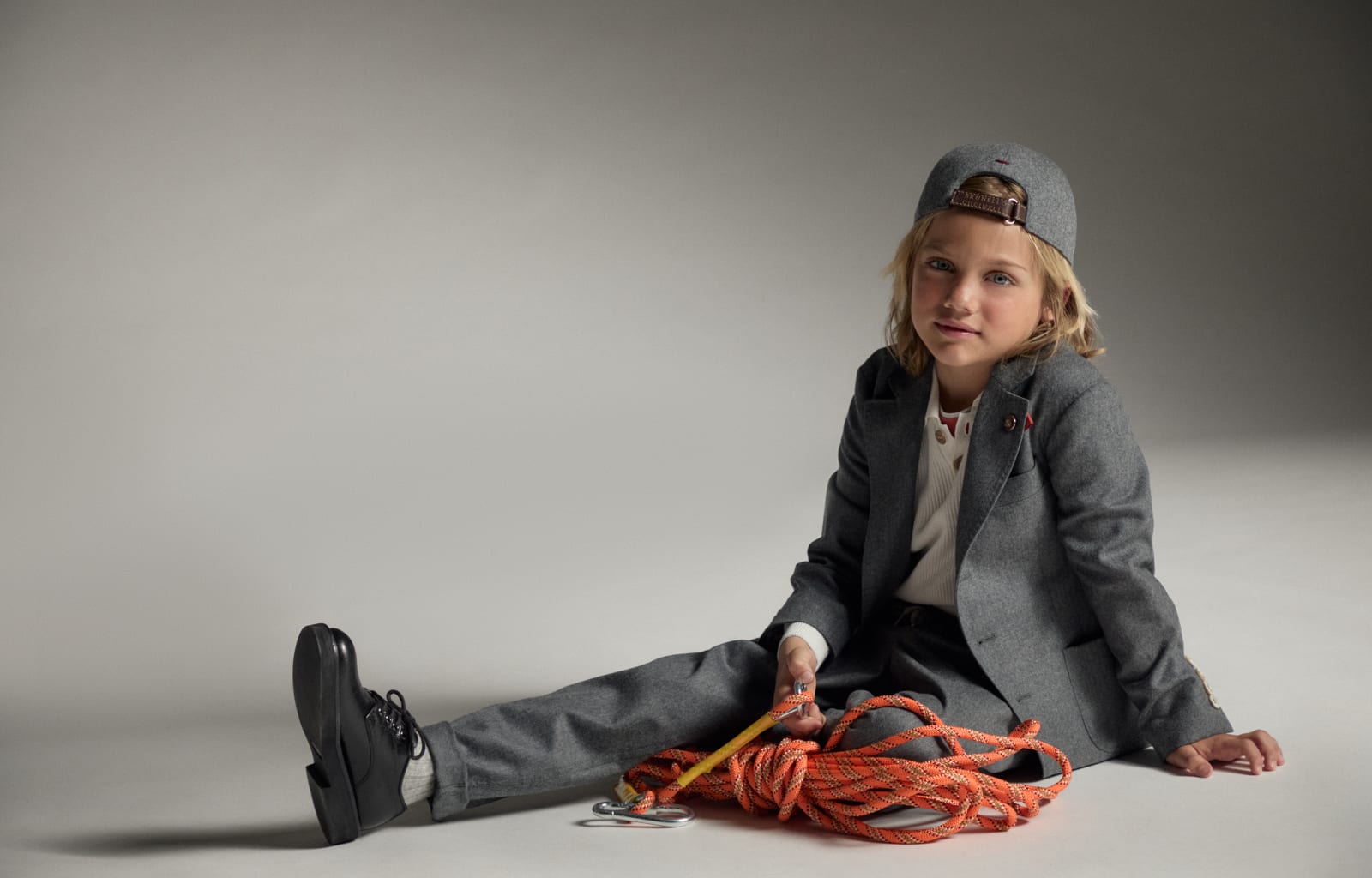 T-shirt with faux-layering Orange Boys - Brunello Cucinelli