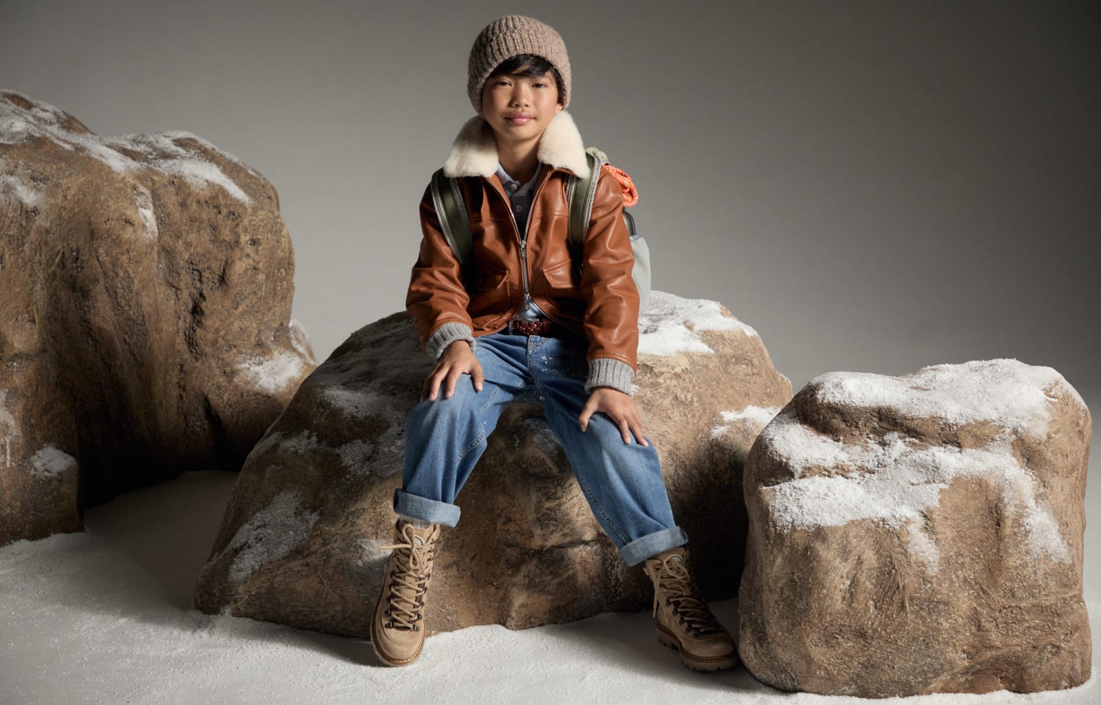 Bomber jacket with padding Brown Boys - Brunello Cucinelli