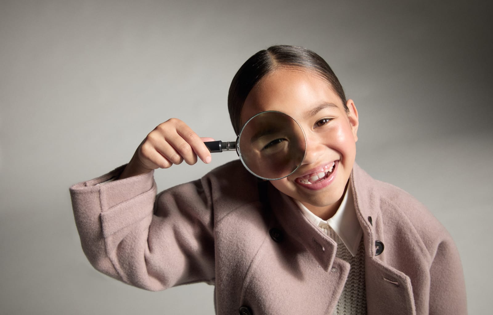 Double fabric coat with monili Pink Girls - Brunello Cucinelli