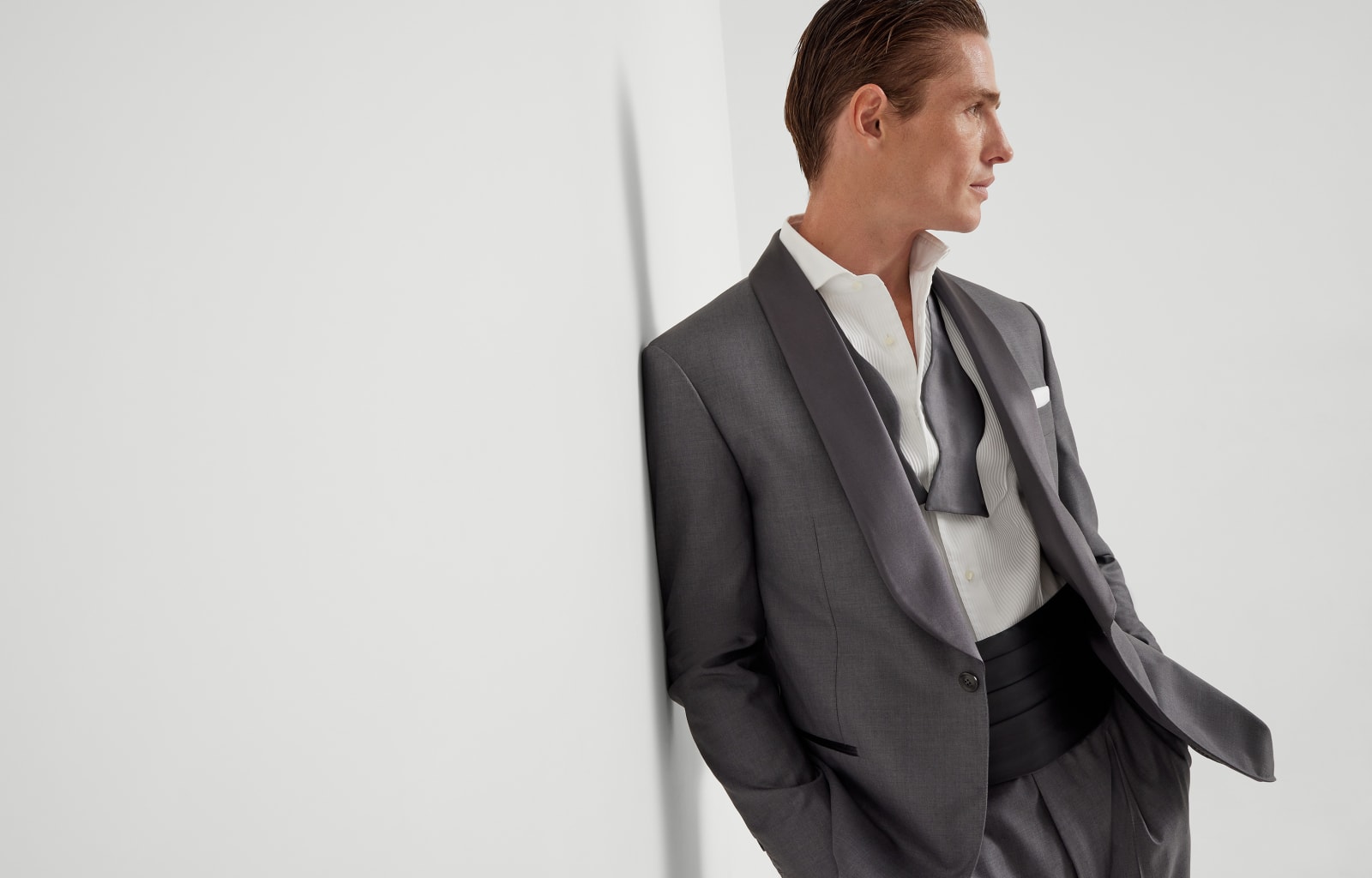 Tuxedo with shawl lapel Grey Man - Brunello Cucinelli