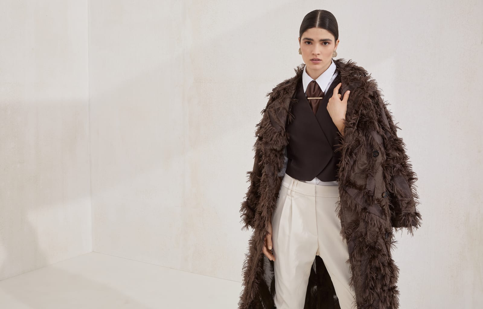Dracaena fil coupé coat Brown Woman - Brunello Cucinelli