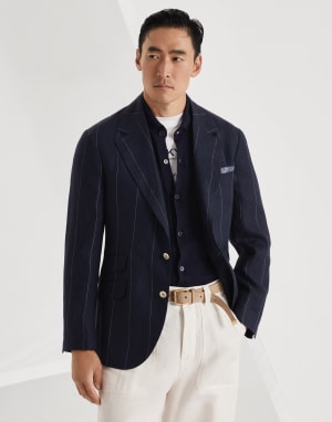 BRUNELLO CUCINELLI ネイビー ダブルブレストジャケット Men's blazers and waistcoats | Brunello Cucinelli