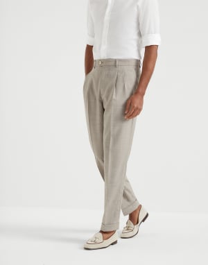 Leisure fit trousers with double pleats Yuta Man - Brunello Cucinelli