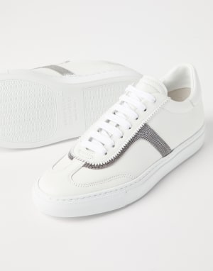 Sneakers en veau Blanc Femme - Brunello Cucinelli