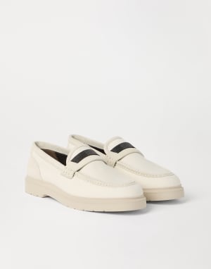 Penny Loafer with monili Beige Woman - Brunello Cucinelli