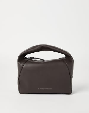 Bolso Hobo BC Duo pequeño, piel de becerro Marrón Oscuro Mujer - Brunello Cucinelli