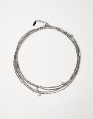 Pulsera de Hematita y Plata Esterlina Gris Lignito Mujer - Brunello Cucinelli