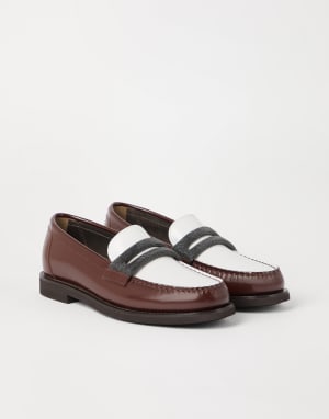 Penny Loafer en piel de becerro Castaño Mujer - Brunello Cucinelli