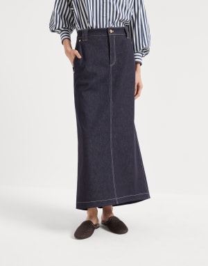 Falda cinco bolsillos Denim Oscuro Mujer - Brunello Cucinelli