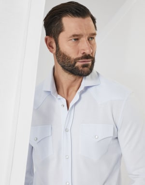 Brunello Cucinelli ビッグストライプ切替シャツ BRUNELLO CUCINELLI - ブルネロクチネリ SLIMFIT BDシャツ