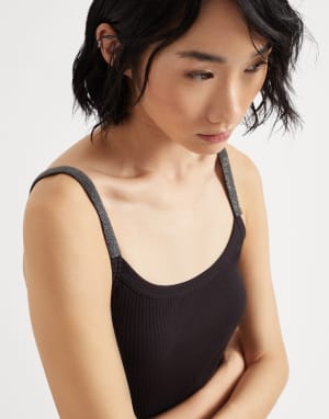 Top de jersey canalé Negro Mujer - Brunello Cucinelli