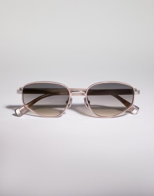 Geometric titanium sunglasses Silver / Cashmere Beige Eyewear - Brunello Cucinelli