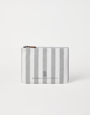 Cartera de mano en lona Gris Claro Lifestyle - Brunello Cucinelli