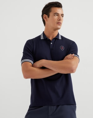 BRUNELLO CUCINELLE SLIMFITネイビー ポロシャツ BRUNELLO CUCINELLI Slim-Fit Cotton-Piqué Polo Shirt for Men