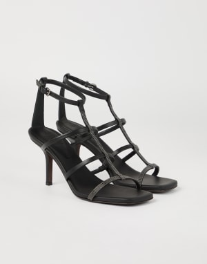 Sandalias de tacón de napa Negro Mujer - Brunello Cucinelli