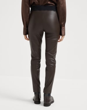Stretch nappa leggings Rust Brown Woman - Brunello Cucinelli