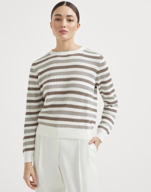 Maglia in cotone Sparkling Beige Donna - Brunello Cucinelli