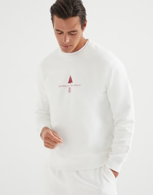 Cotton French terry sweatshirt Off-White Man - Brunello Cucinelli