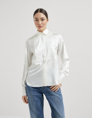 Satin shirt Ivory Woman - Brunello Cucinelli