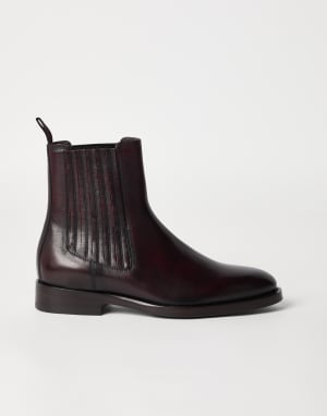 Calfskin Chelsea boots Dark Mahogany Man - Brunello Cucinelli