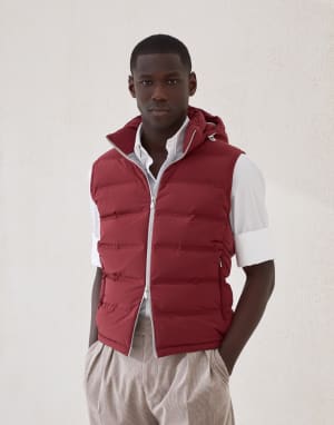 Taffeta down vest Purple-Red Man - Brunello Cucinelli