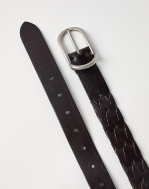 Braided leather belt Brown Man - Brunello Cucinelli