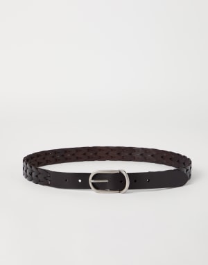 Cintura in pelle intrecciata Marrone Uomo - Brunello Cucinelli