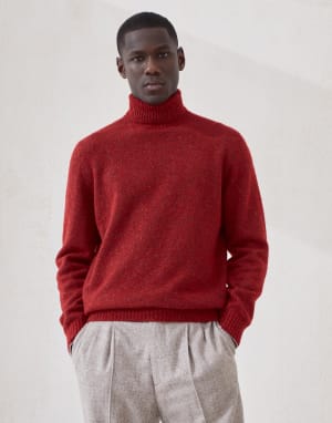 结子纱针织衫 紫红 男款 - Brunello Cucinelli