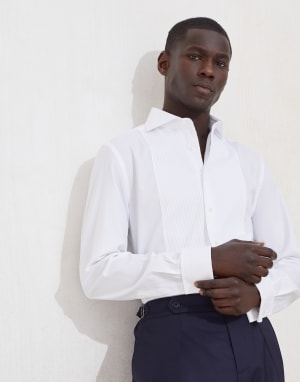 Tuxedo shirt with pleating White Man - Brunello Cucinelli