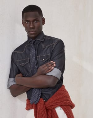 Hemd aus leichtem Denim Dunkelgrau Herren - Brunello Cucinelli