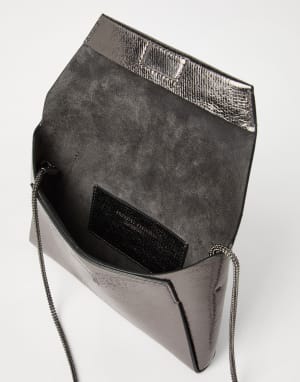 Lamé calfskin BC Duo pochette Silver Woman - Brunello Cucinelli