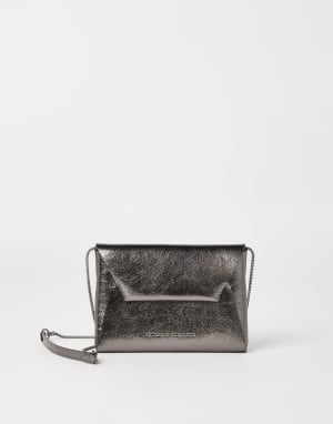 Lamé calfskin BC Duo pochette Silver Woman - Brunello Cucinelli