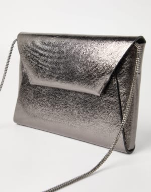 Lamé calfskin BC Duo pochette Silver Woman - Brunello Cucinelli