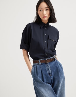 Stretch poplin shirt Night Woman - Brunello Cucinelli