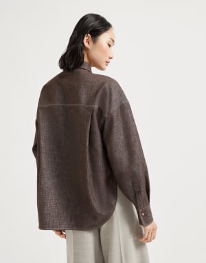 Sparkling no-fade denim shirt Cocoa Woman - Brunello Cucinelli