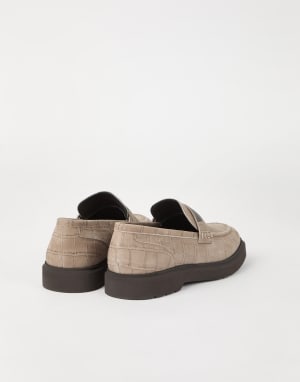 Croc Print Penny Loafer Light Brown Woman - Brunello Cucinelli