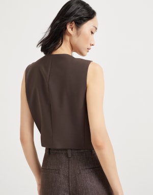 Chaleco de lana Tropical Luxury Cacao Mujer - Brunello Cucinelli